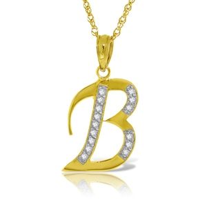 14K GOLD NECKLACE DIAMONDS INITIAL "B" PEDANT